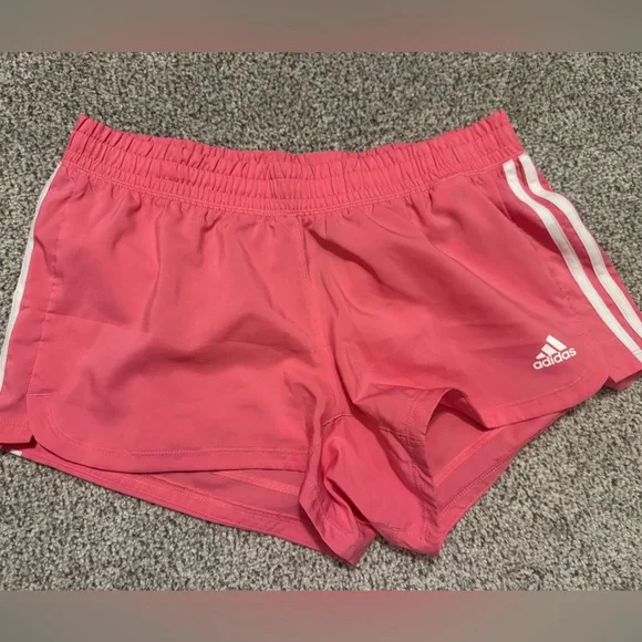 Adidas Pink Athletic Shorts with Signature Stripes - Picture 1 of 7